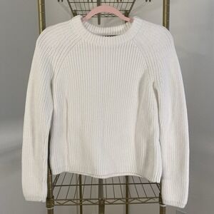 Quince Organic Cotton Fishermans Sweater Women's Size XS White Chunky